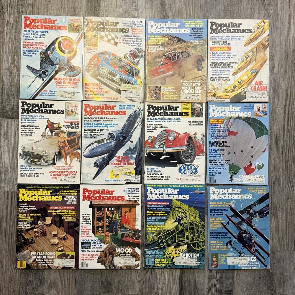 Popular Mechanics Magazine Lot 1978 Full Year VTG Cars Aviation Home Improvement